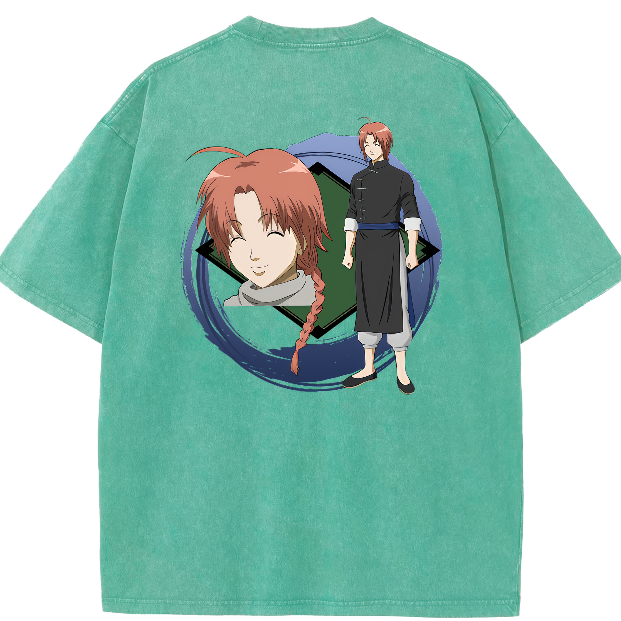 （画像用） ぎんたま 坂田銀時（さかたぎんとき） 神楽 志村新八（しむら しんぱち） GINTAMA Sakata Gintoki Kagura Shimura Shinpachi 綿100% ヴィンテージ風 半袖Tシャツ（背面プリント）